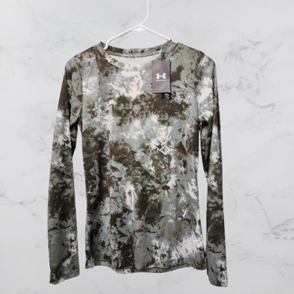 Under Armour Loose Velocity Printed Long Sleeve Green Camo Top XS NWT